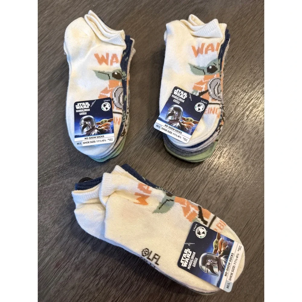 Star Wars Mandalorian Grogu Kids No Show Socks 5 Pair Pack Size M/L 11.5-6.5